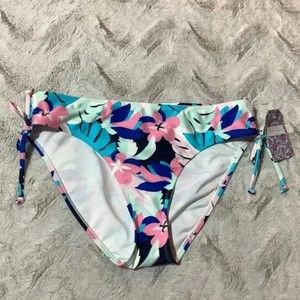 NWT Stella Parker blue white floral bikini bottom size Large